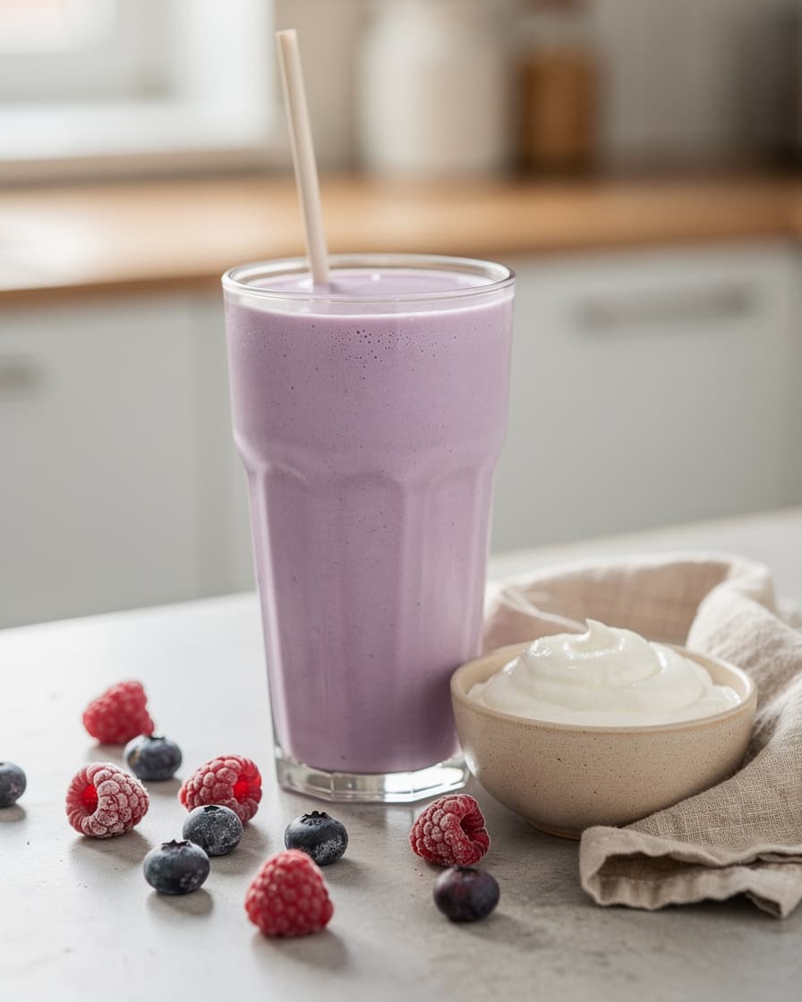 Foto: Bär- och vaniljshake med kvarg