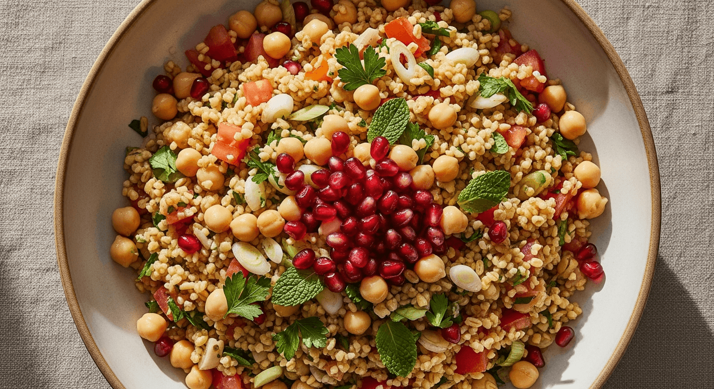 Foto: Bulgursallad med örter och granatäpple