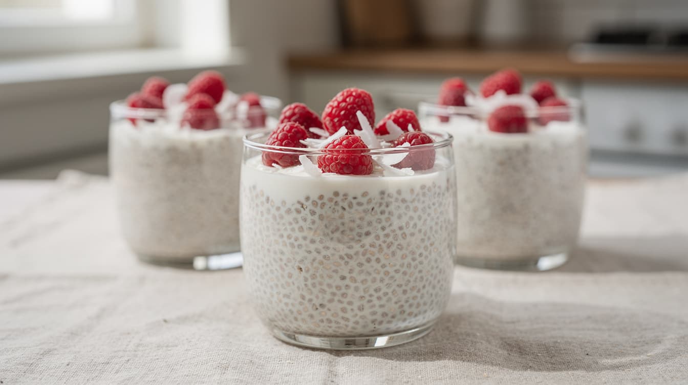 Foto: Chiapudding med kokosmjölk och hallon