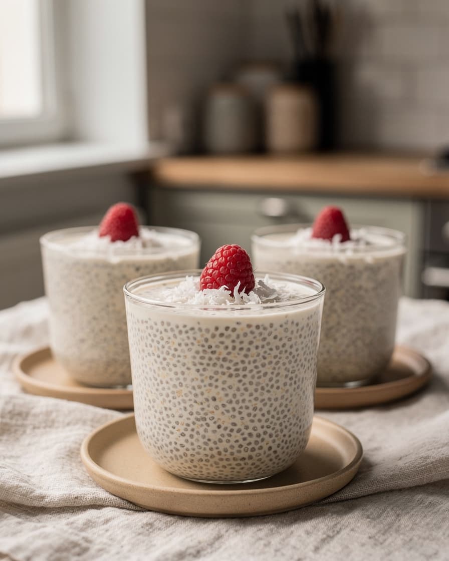 Foto: Chiapudding med kokosmjölk och hallon