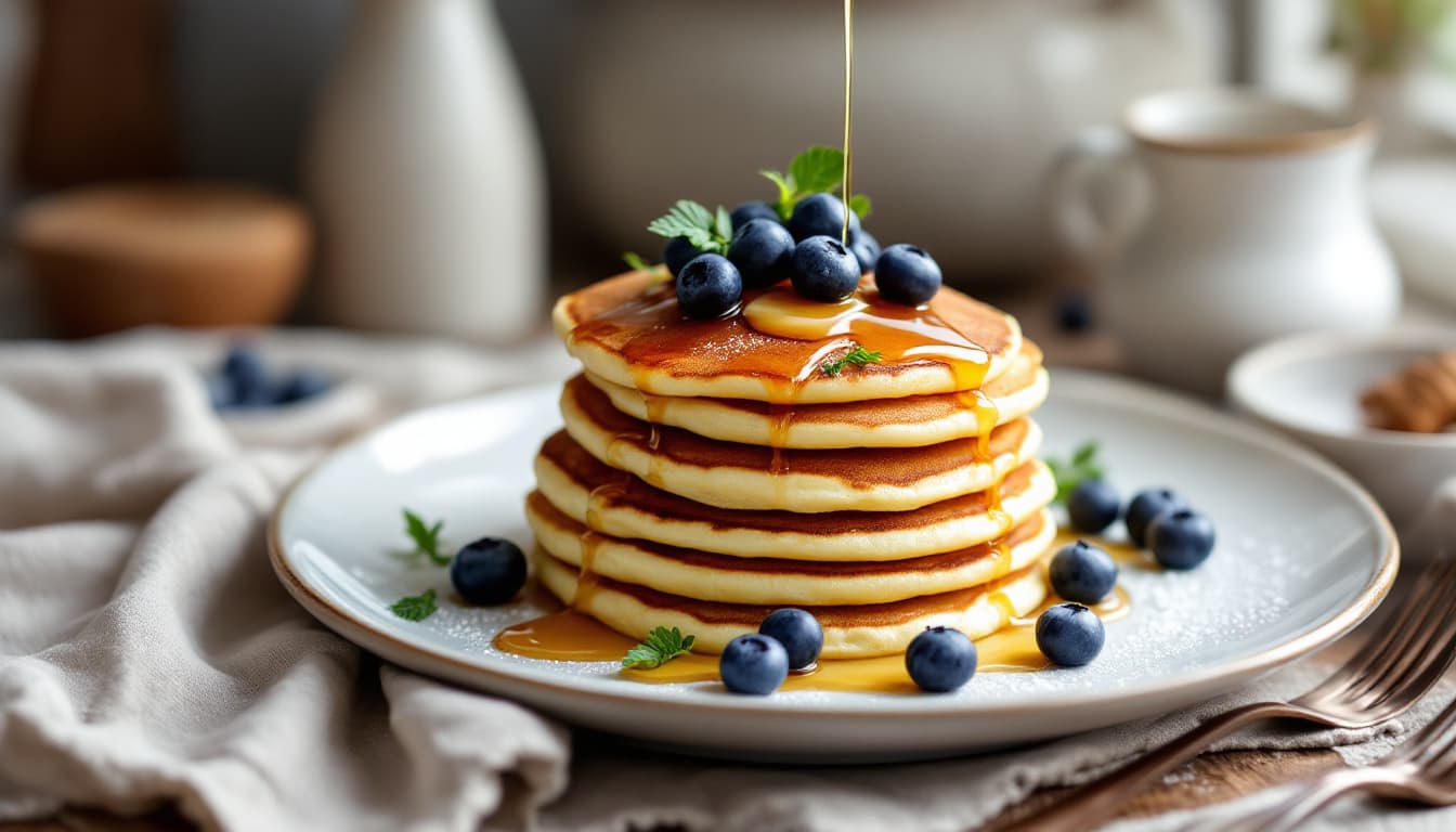 Foto: Cottage cheese-pannkakor med blåbär