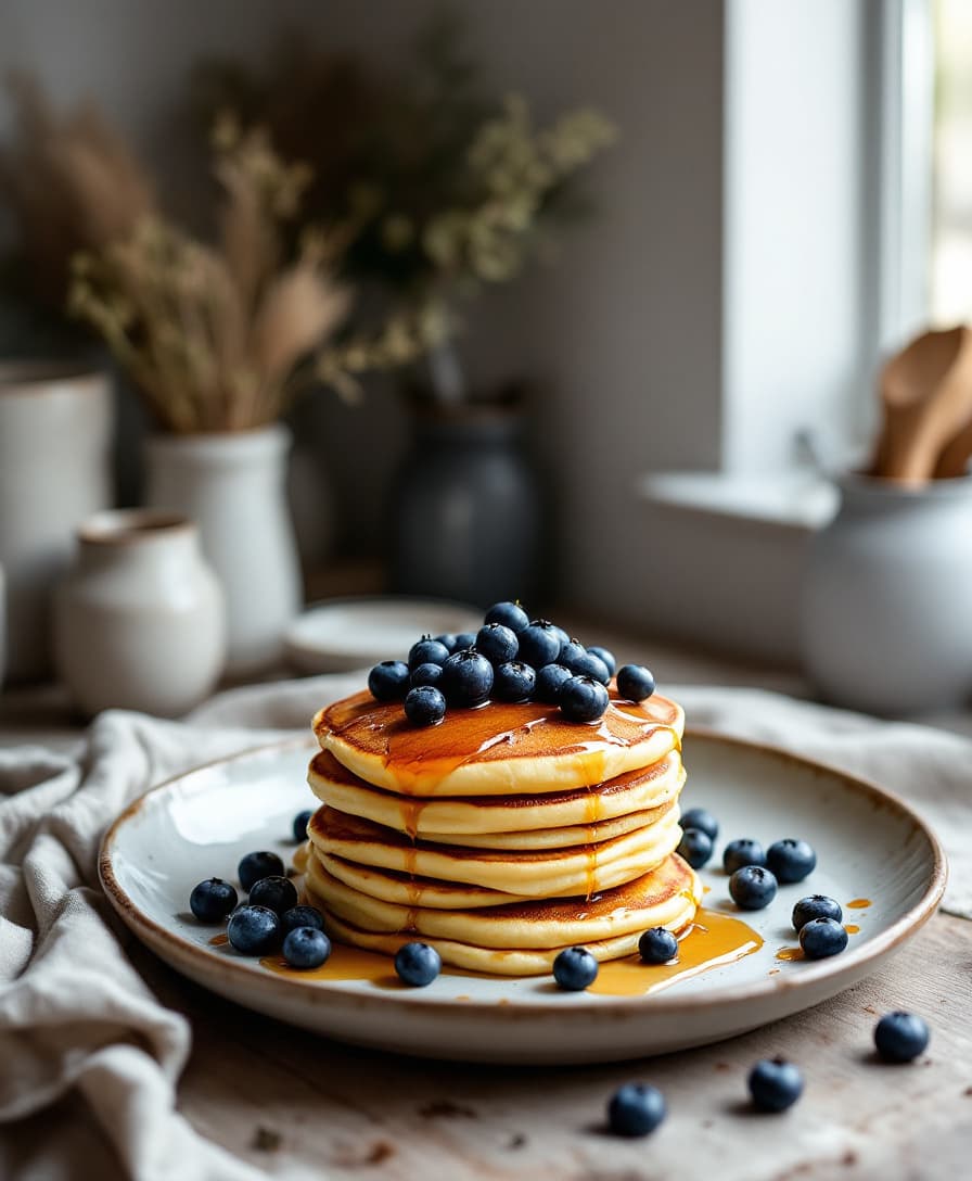 Foto: Cottage cheese-pannkakor med blåbär