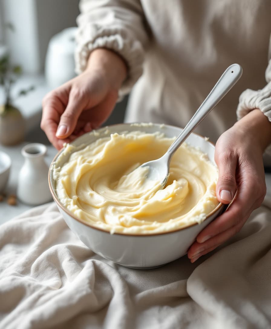 Steg 1: Mixa cottage cheese, ägg, havregryn, bakpulver och salt till en slät smet.