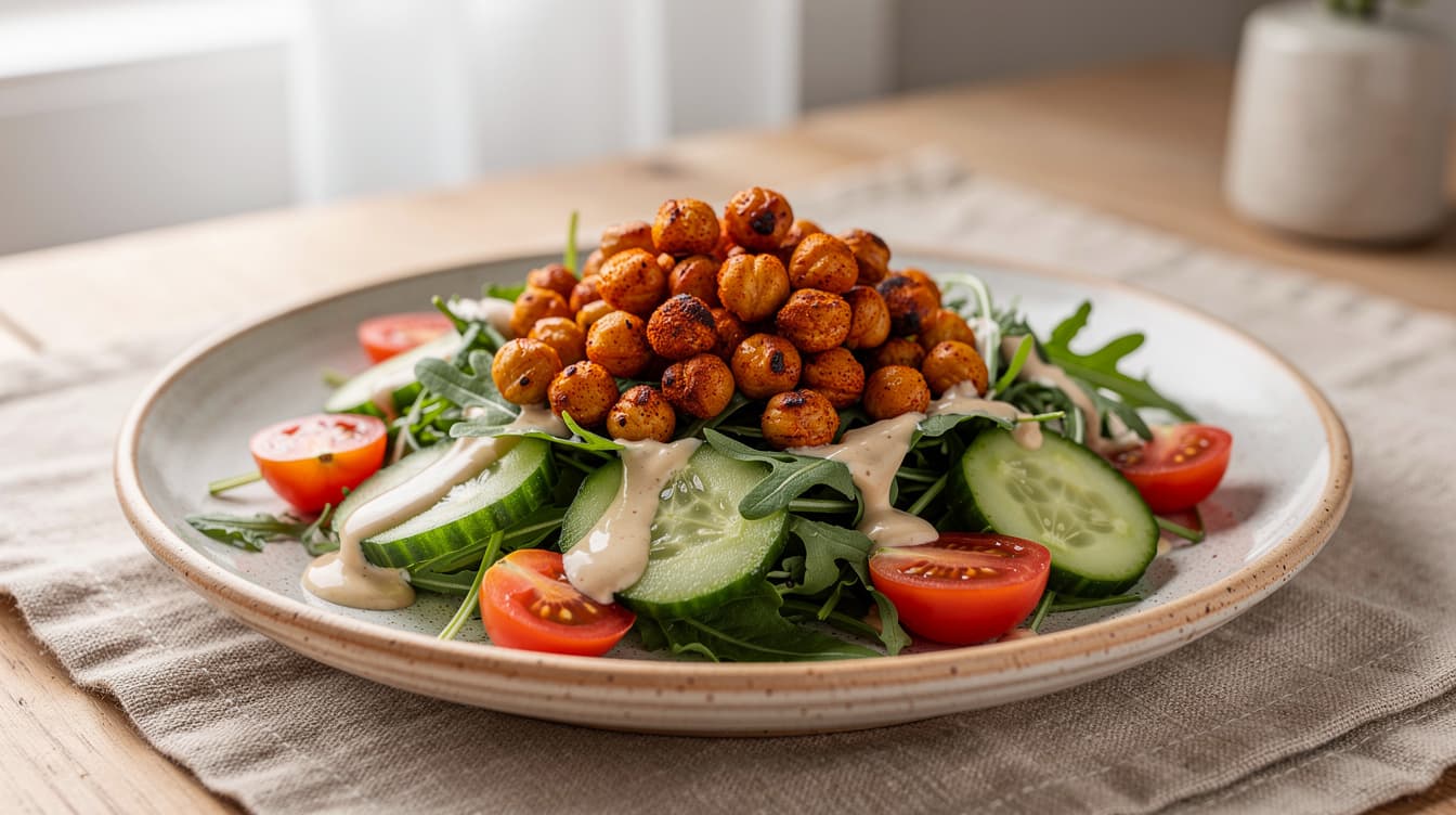Foto: Crispy kikärtssallad med tahini-dressing
