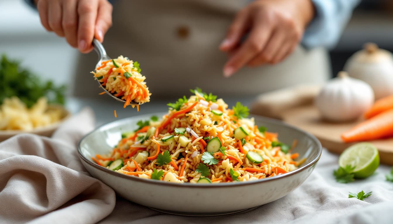 Foto: Crispy rissallad med grönsaker och lime