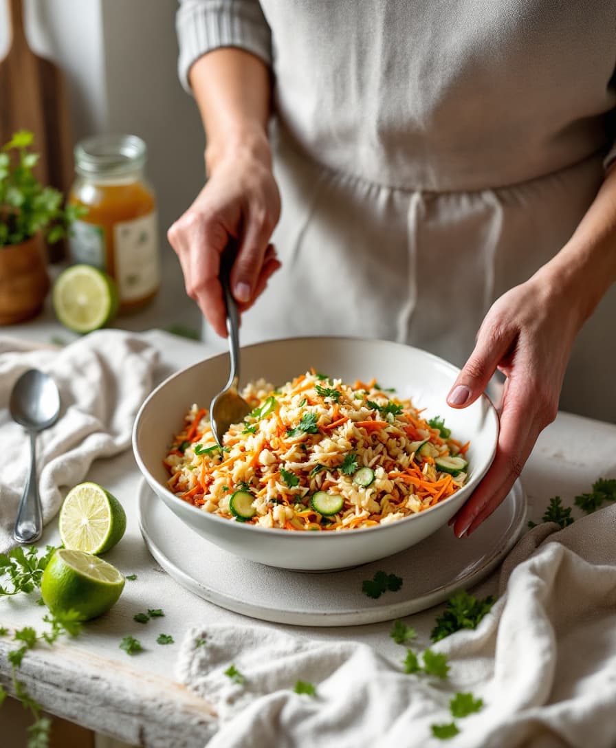 Foto: Crispy rissallad med grönsaker och lime