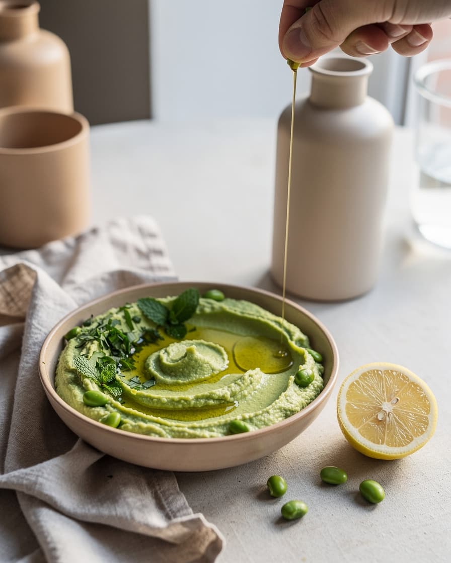 Foto: Edamamedipp med mynta och citron