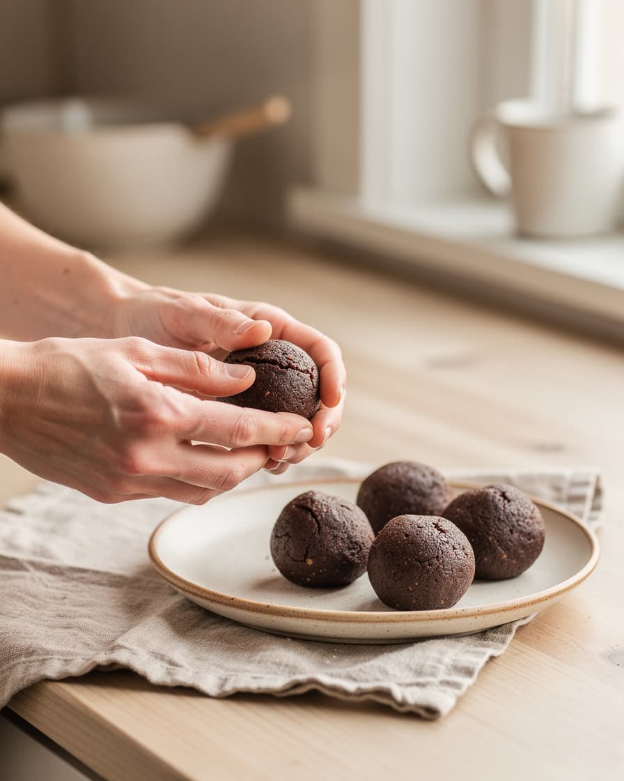 Steg 3: Rulla degen till bollar mellan händerna.