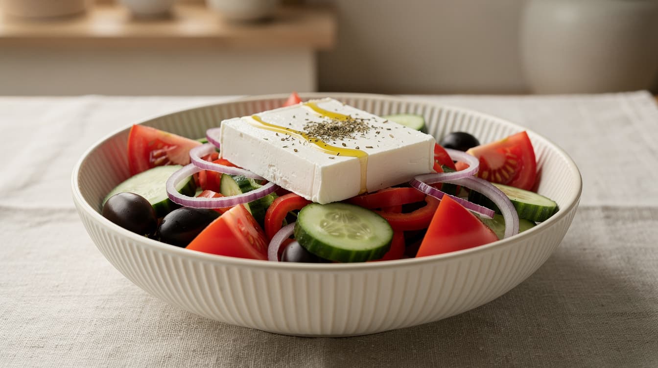 Foto: Grekisk bondsallad med fetaost