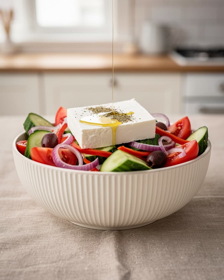 Foto: Grekisk bondsallad med fetaost