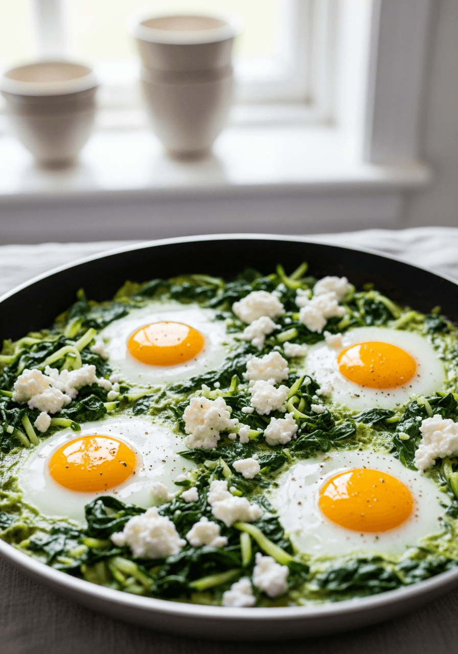 Foto: Grön shakshuka med spenat och ägg
