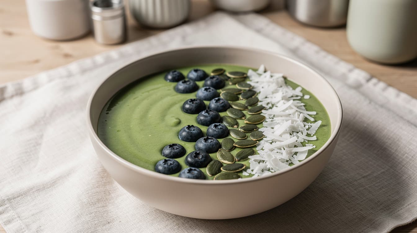 Foto: Grön smoothiebowl med banan och spenat