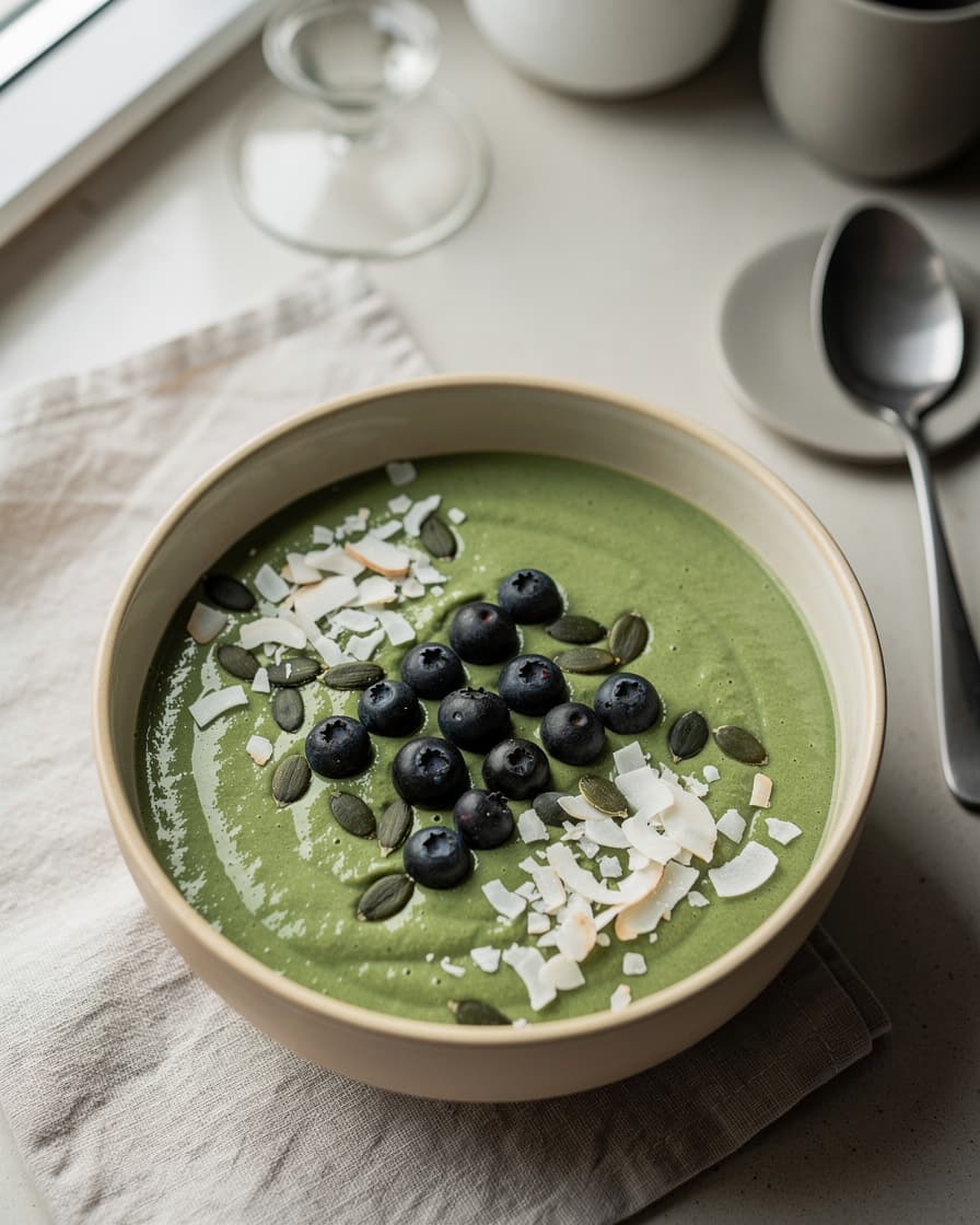 Foto: Grön smoothiebowl med banan och spenat