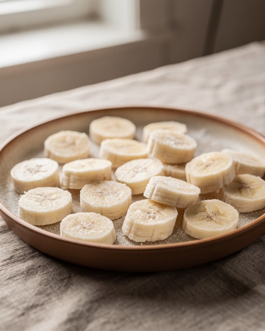 Steg 1: Ta fram de frysta bananskivorna ur frysen.