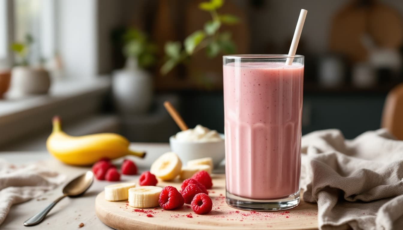 Foto: Hallon- och bananshake