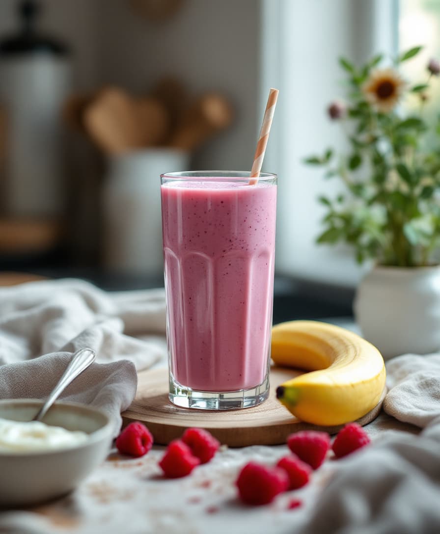 Foto: Hallon- och bananshake