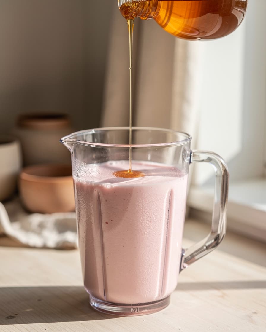 Steg 3: Smaka av och mixa i honungen om bären behöver lite mer sötma. Häll upp och servera direkt.