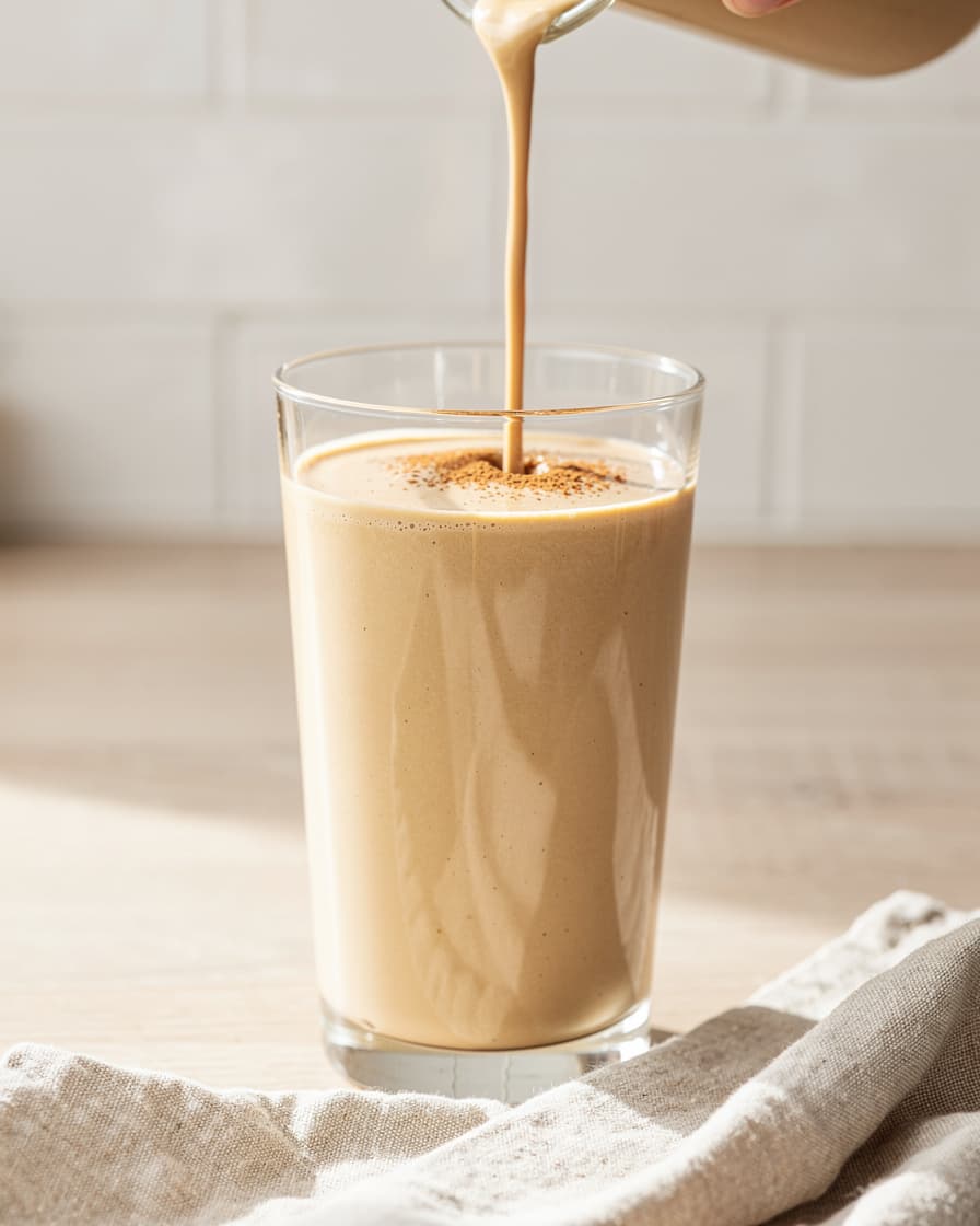 Steg 3: Häll upp i ett högt glas och servera direkt, gärna med en extra nypa kanel på toppen.
