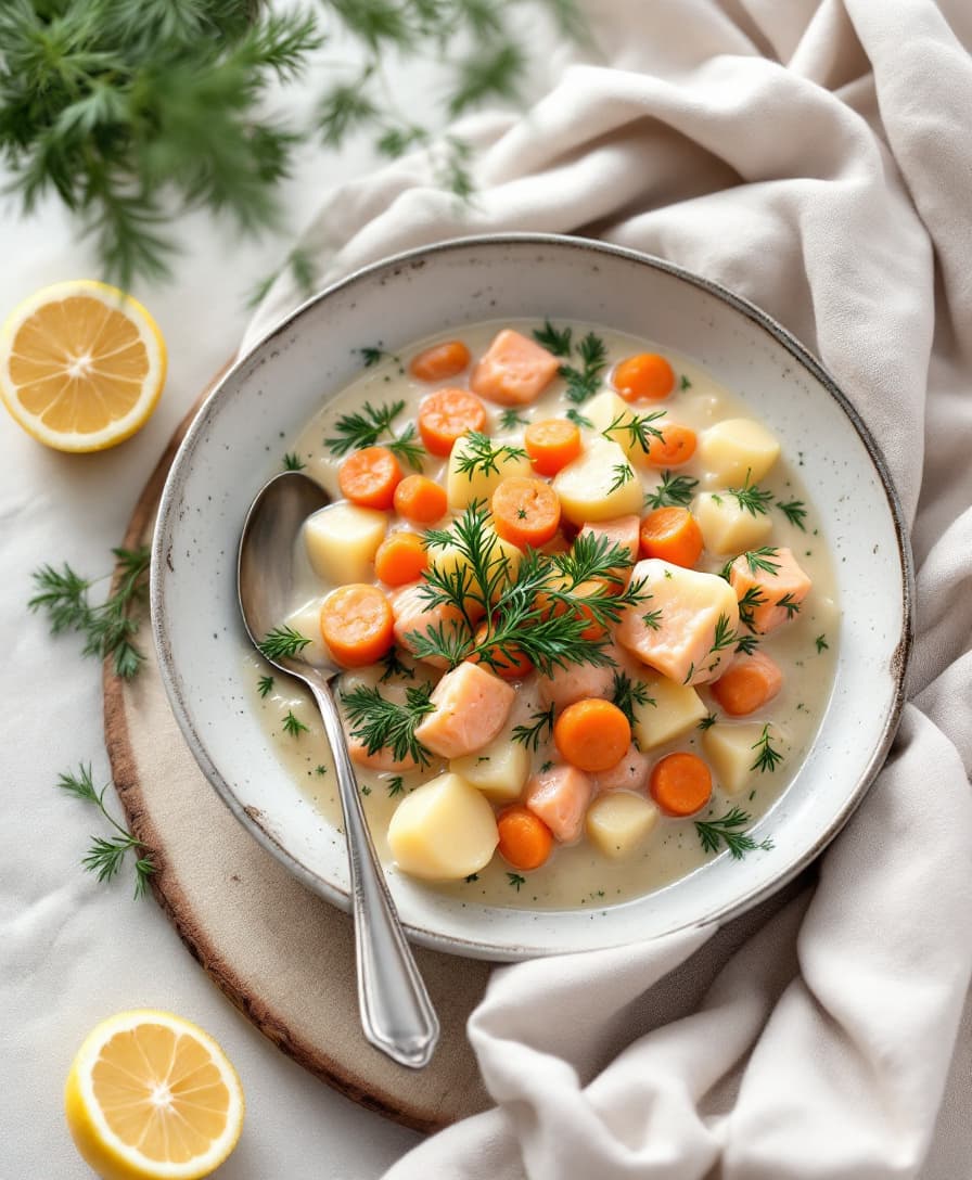 Foto: Krämig fiskgryta med lax och dill