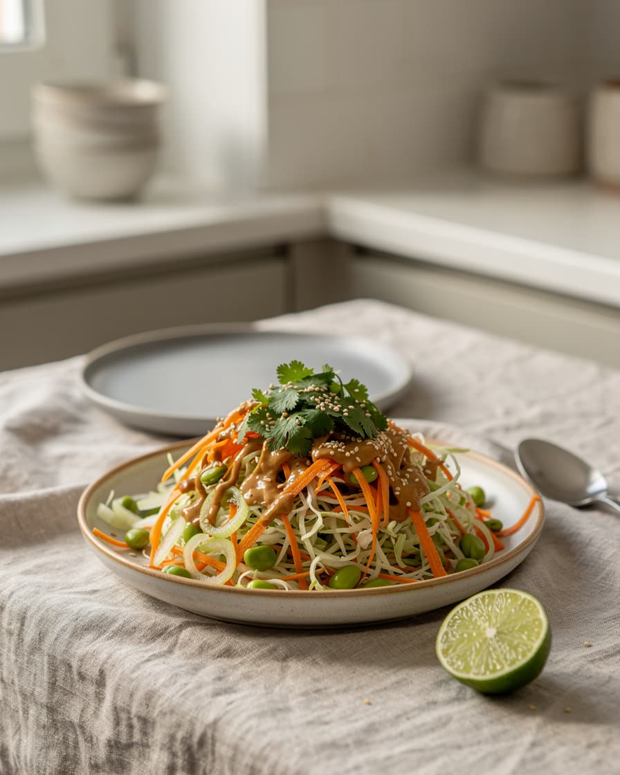 Foto: Krispig vitkålssallad med jordnötsdressing