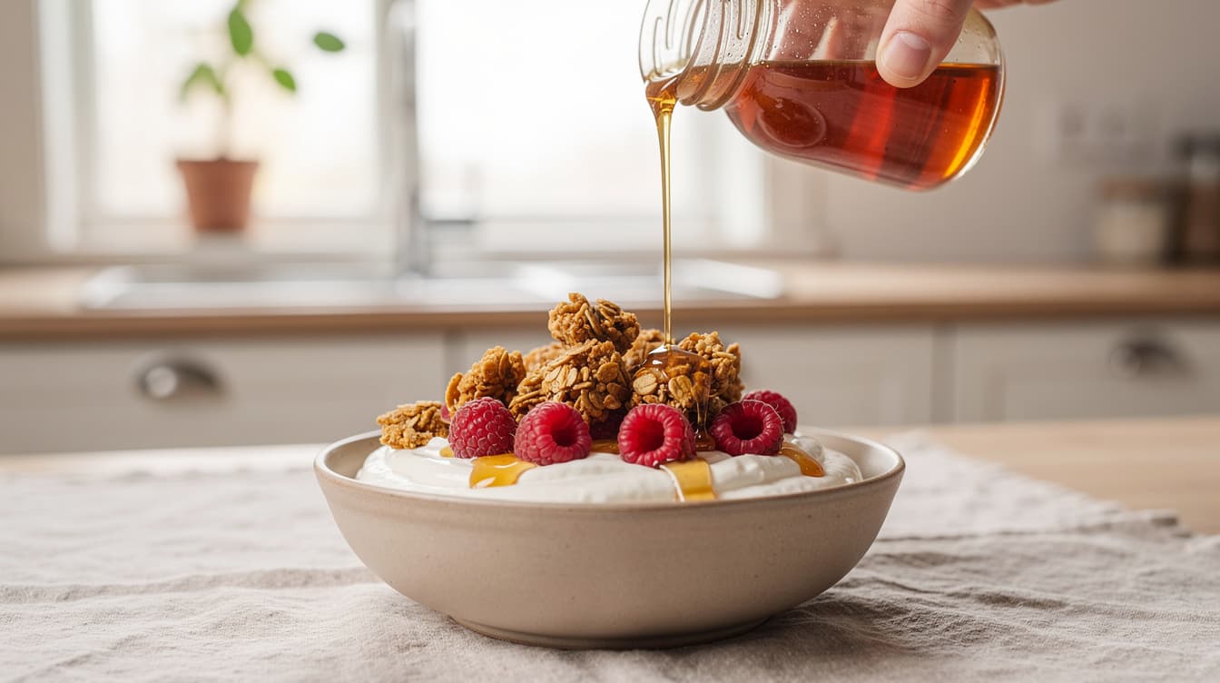 Foto: Kvargbowl med hemmagjord granola och honung