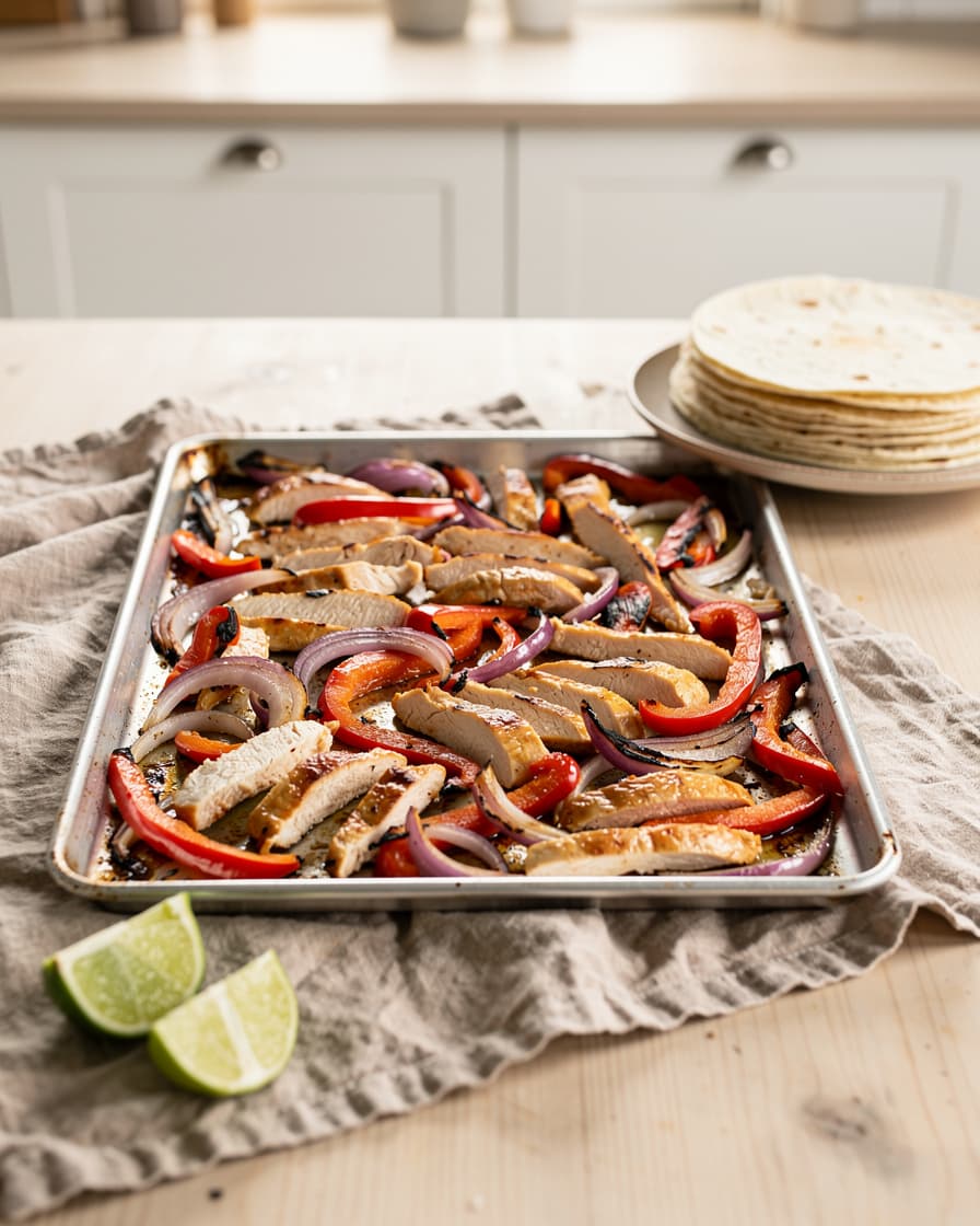 Foto: Kycklingfajitas på plåt