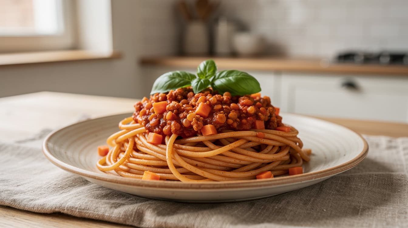 Foto: Linsbolognese med fullkornspasta