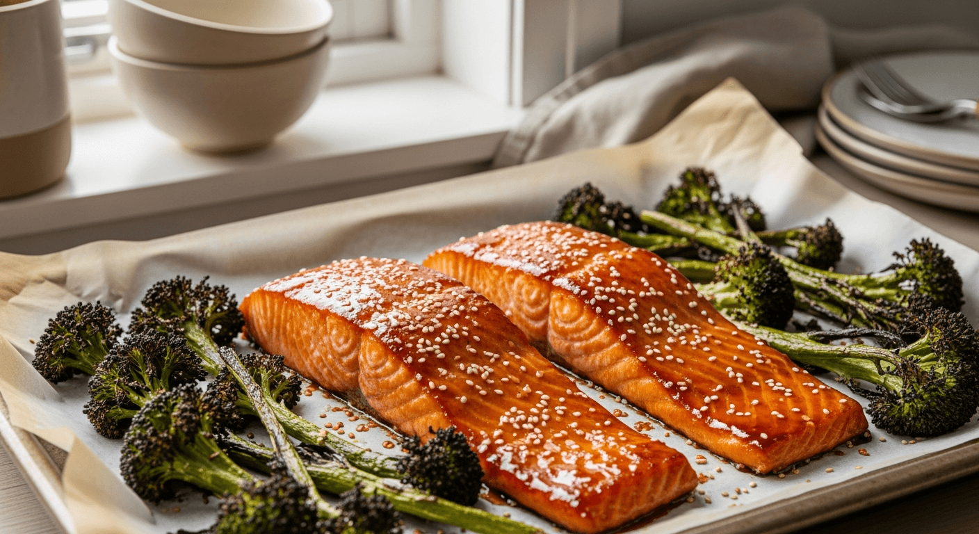Foto: Miso-lax med sesam och broccoli