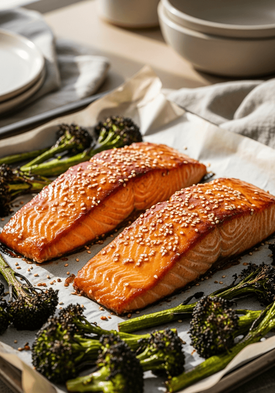Foto: Miso-lax med sesam och broccoli
