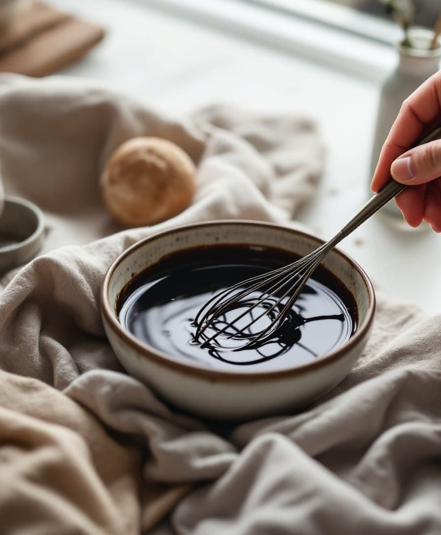 Steg 3: Rör ihop miso, honung, sesamolja och sojasås till en slät glaze.
