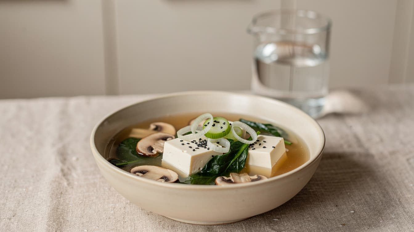 Foto: Misosoppa med tofu, spenat och salladslök