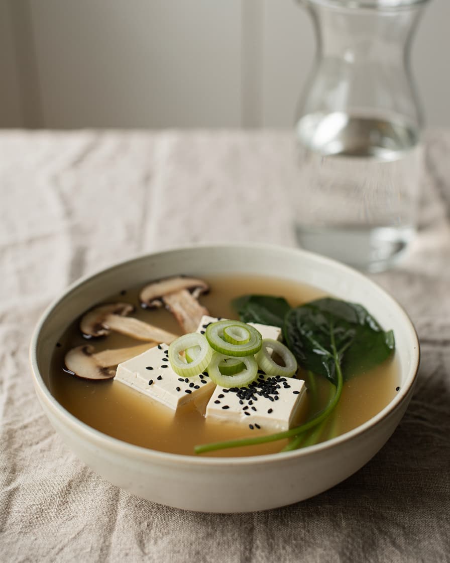 Foto: Misosoppa med tofu, spenat och salladslök