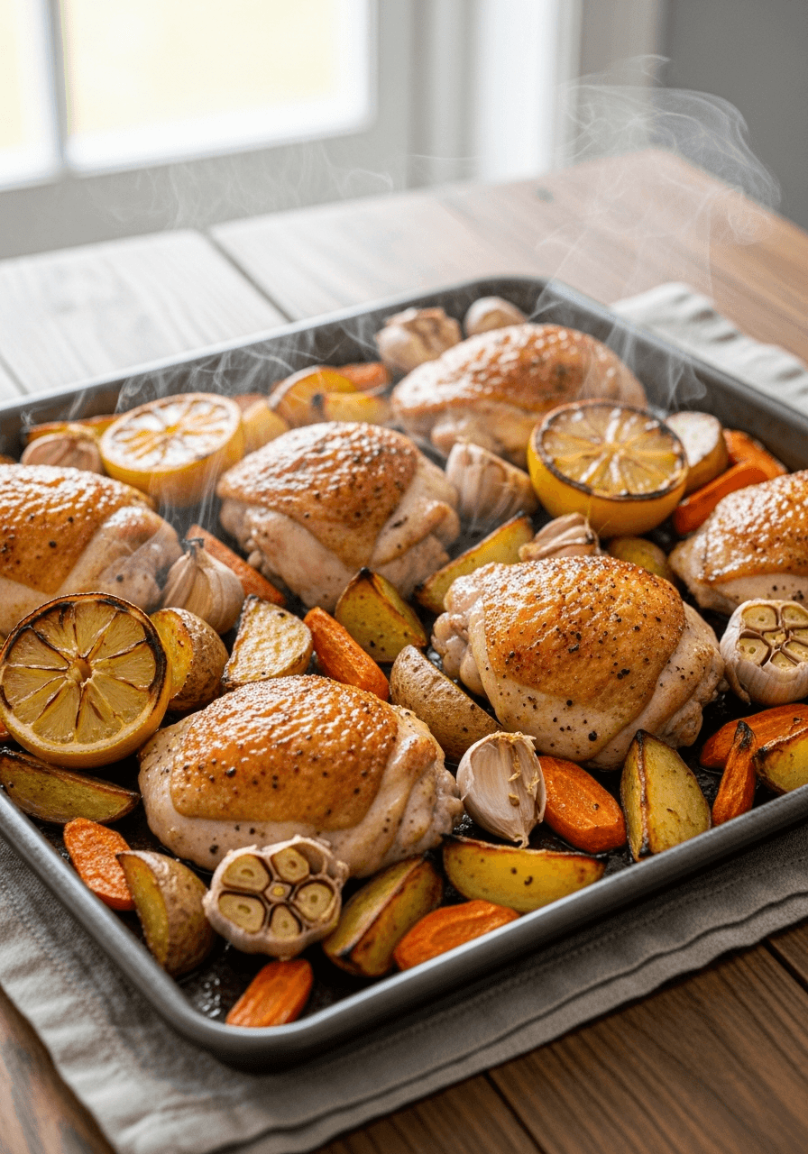 Foto: One-pan kyckling med rotfrukter och citron