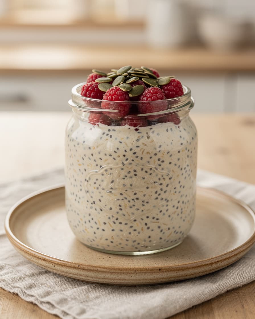 Foto: Overnight oats med chiafrön och hallon