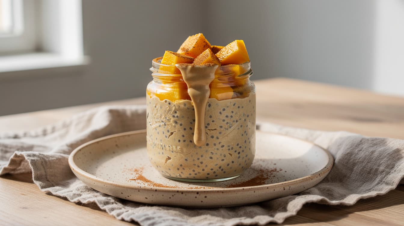 Foto: Overnight oats med mango och tahini