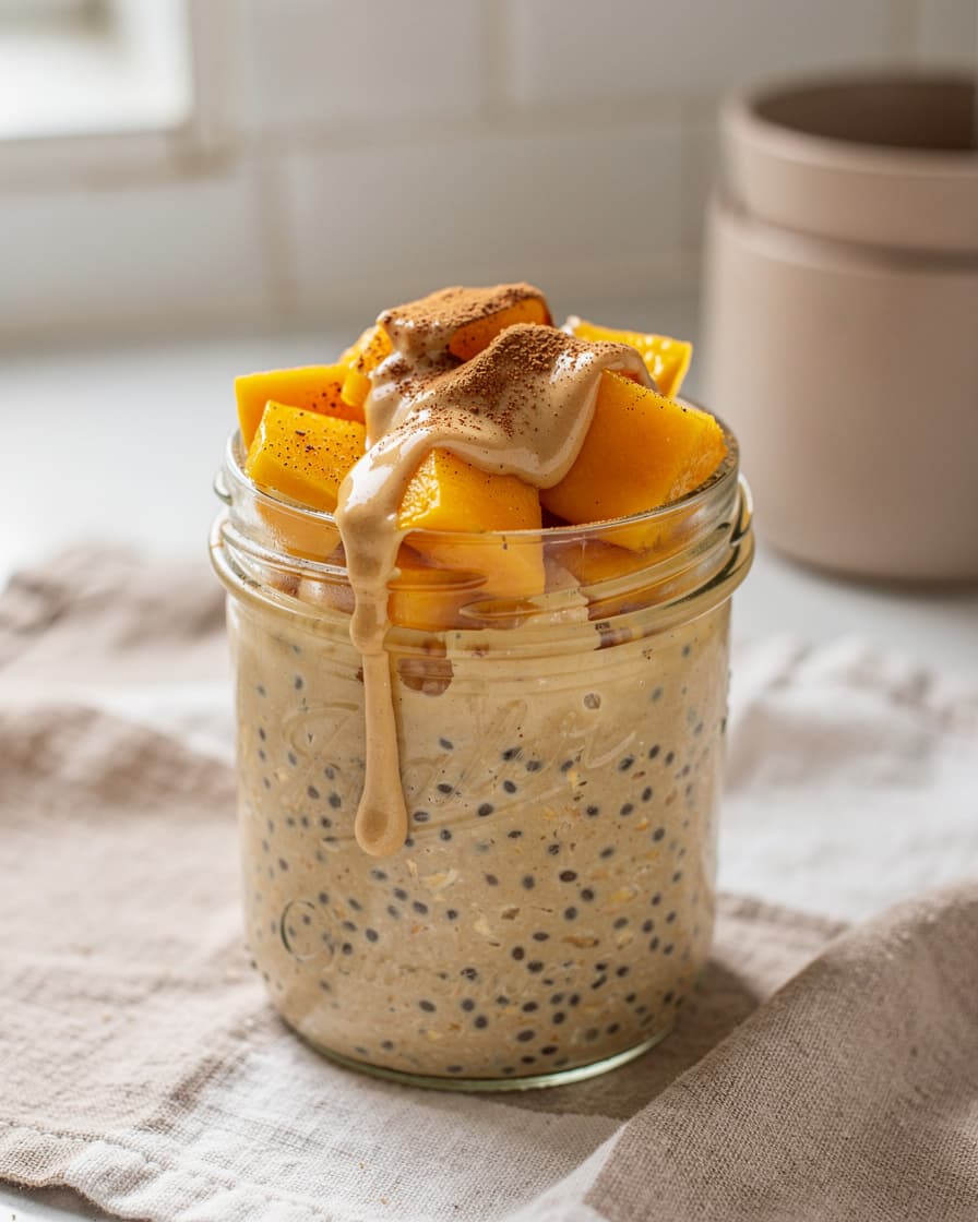 Foto: Overnight oats med mango och tahini