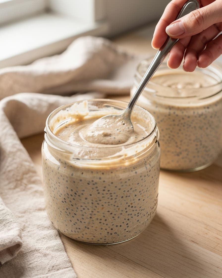 Steg 2: Rör ner grekisk yoghurt och havredryck tills allt är jämnt blandat.