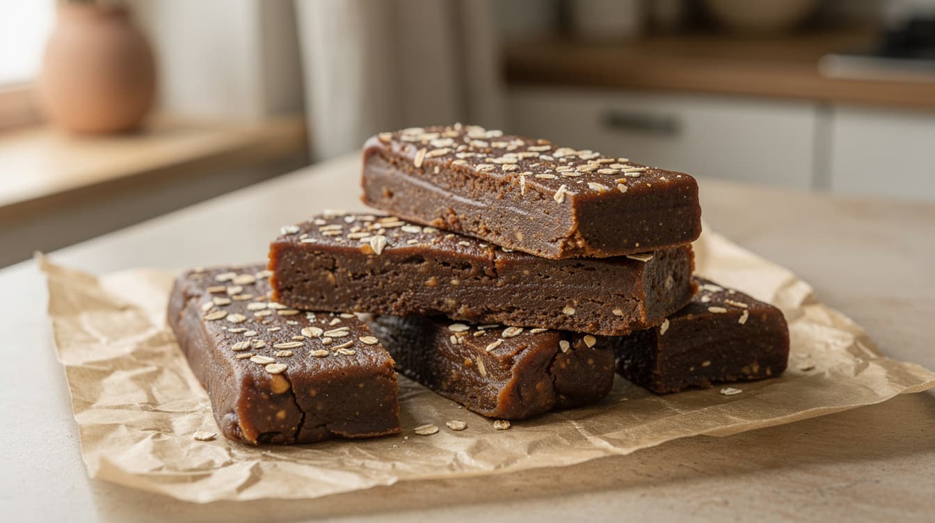 Foto: Proteinbars med dadlar och jordnötssmör