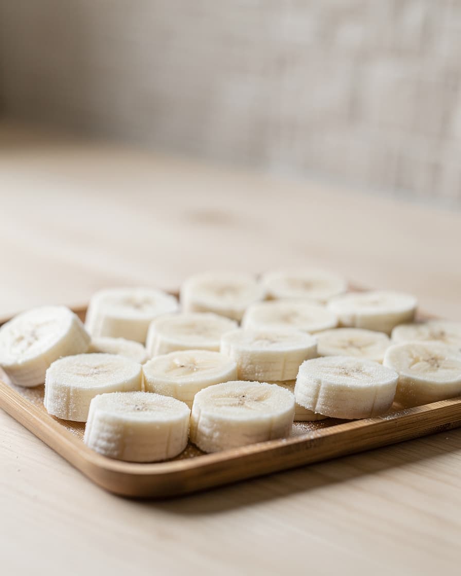 Steg 1: Skiva bananerna och frys dem minst 2 timmar (eller använd färdigfrysta bananskivor).