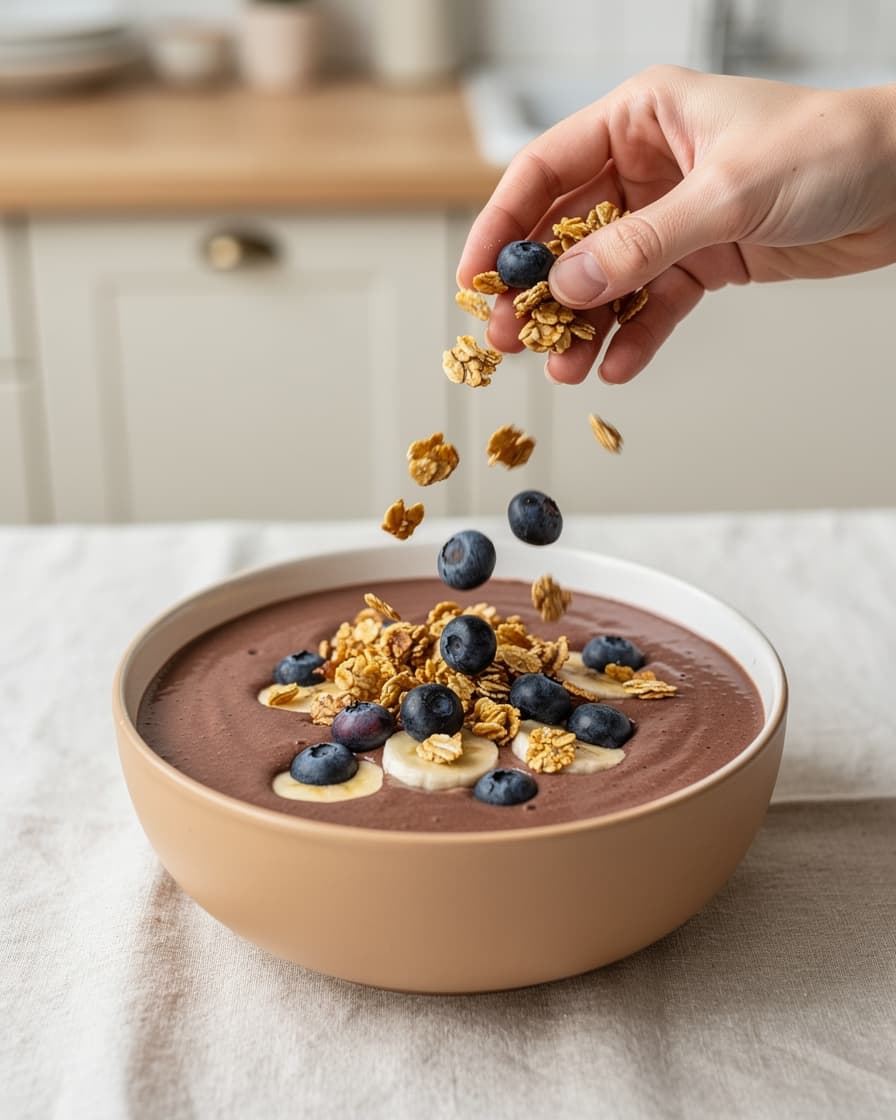 Steg 4: Toppa med granola och blåbär.