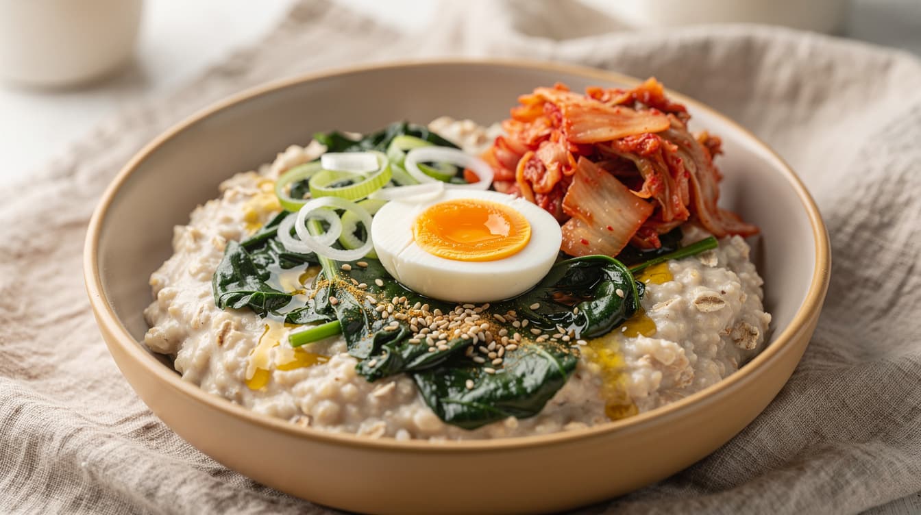 Foto: Salt havregrynsgröt med ägg och kimchi