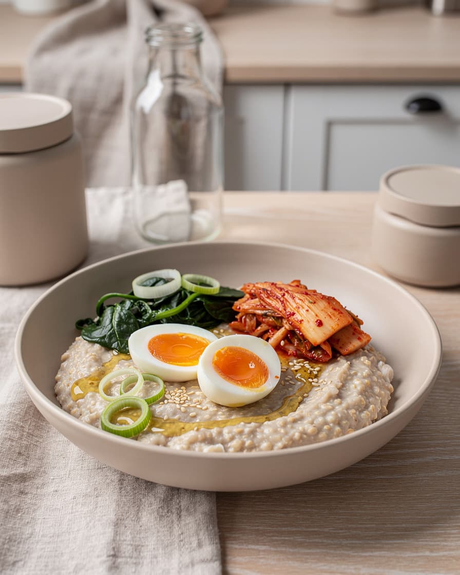 Foto: Salt havregrynsgröt med ägg och kimchi
