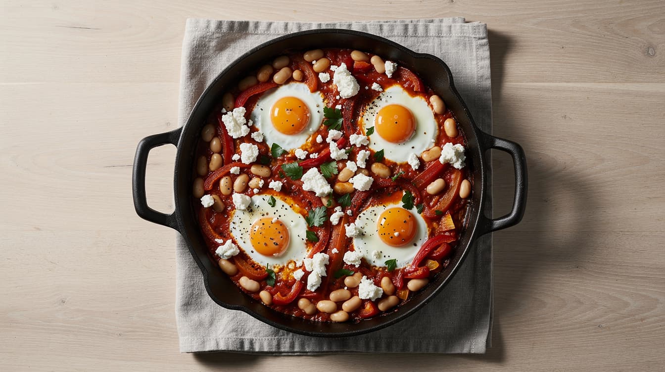 Foto: Shakshuka med vita bönor och fetaost