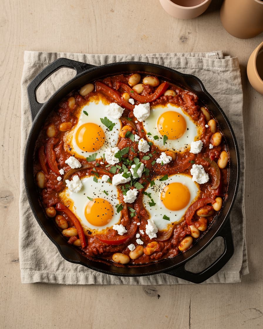 Foto: Shakshuka med vita bönor och fetaost