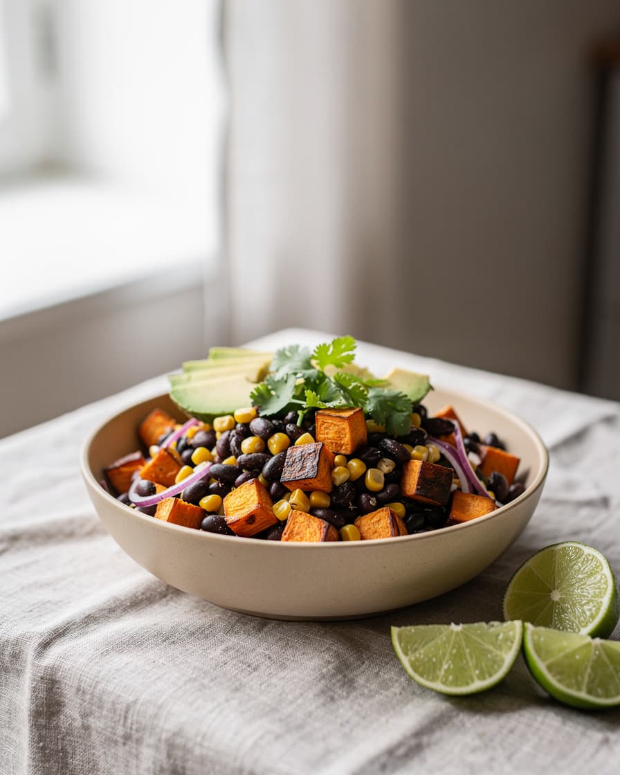 Foto: Sötpotatis- och svartbönssallad med lime