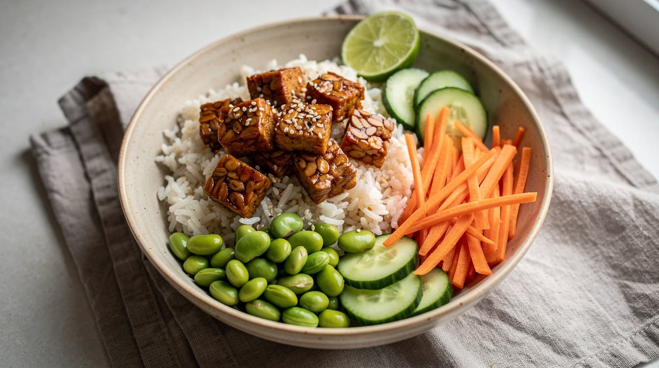 Foto: Tempehbowl med jasminris och sesam