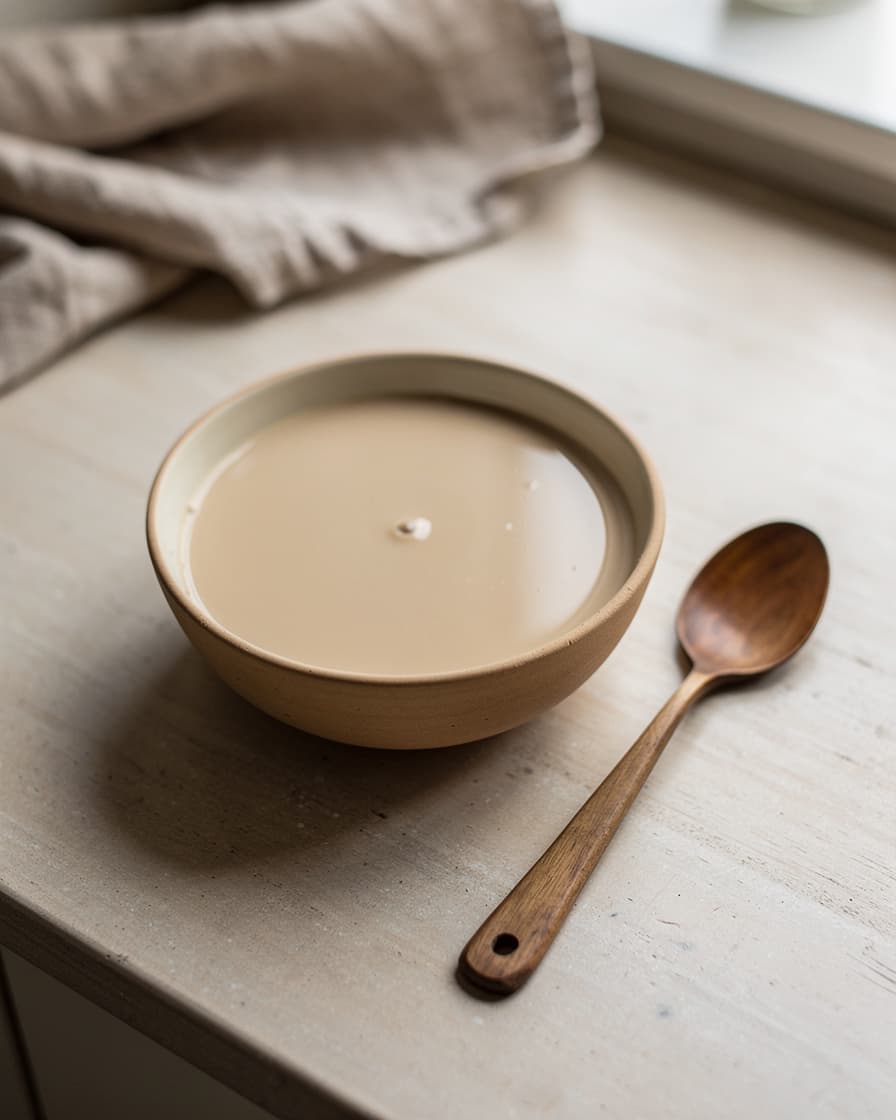 Steg 4: Rör ihop tahini och vatten till en len dip medan chipsen rostar.