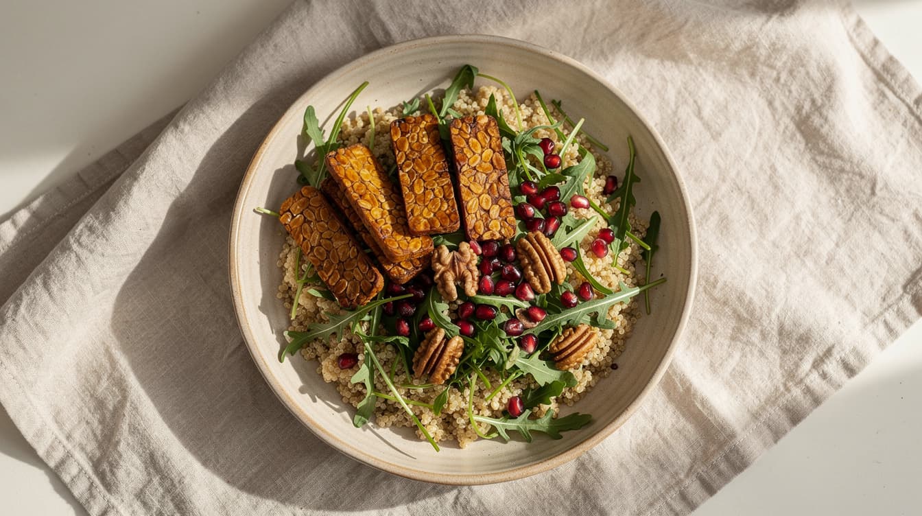 Foto: Marinerad tempehsallad med quinoa och granatäpple
