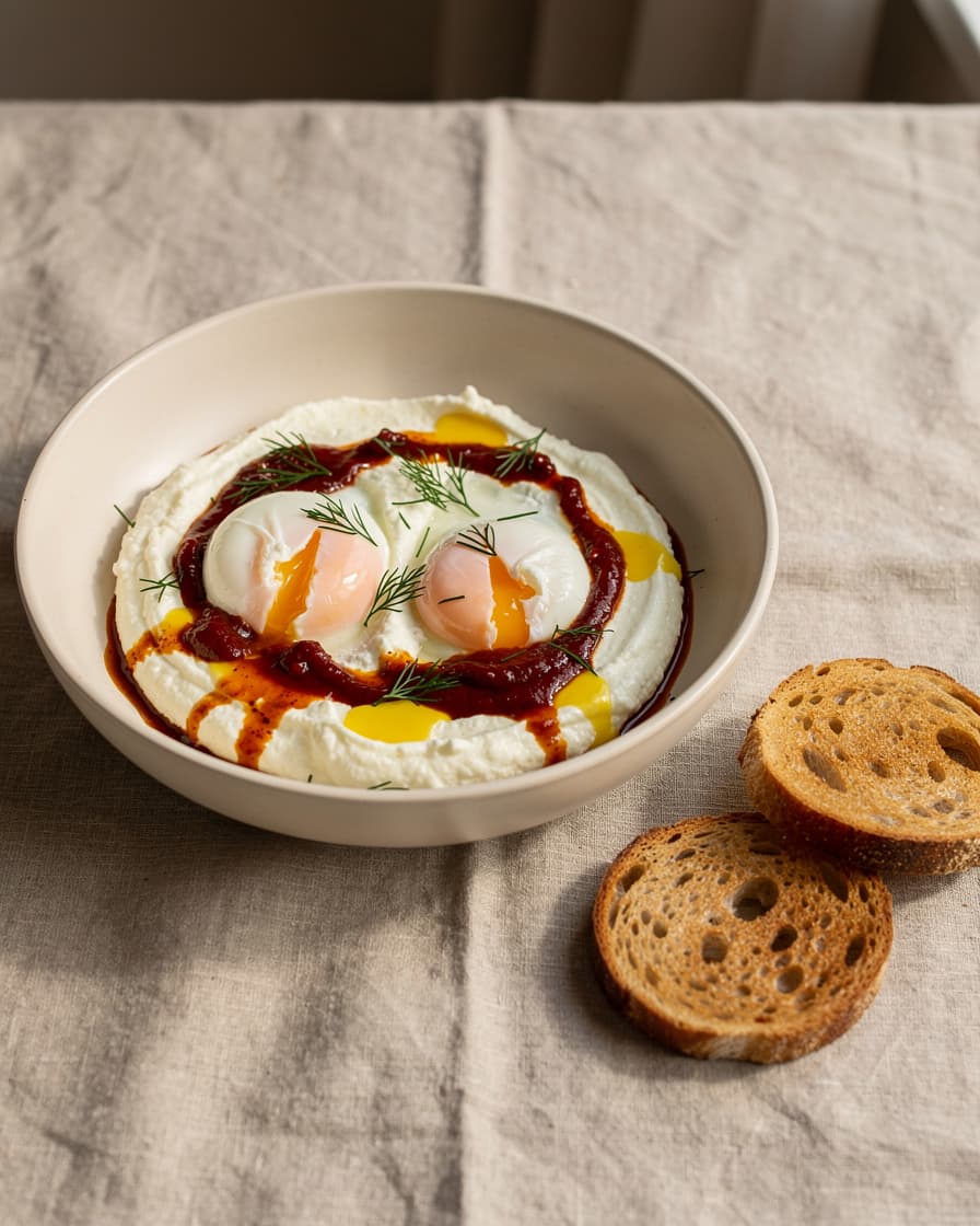 Foto: Turkiska ägg med kvarg och chilismör