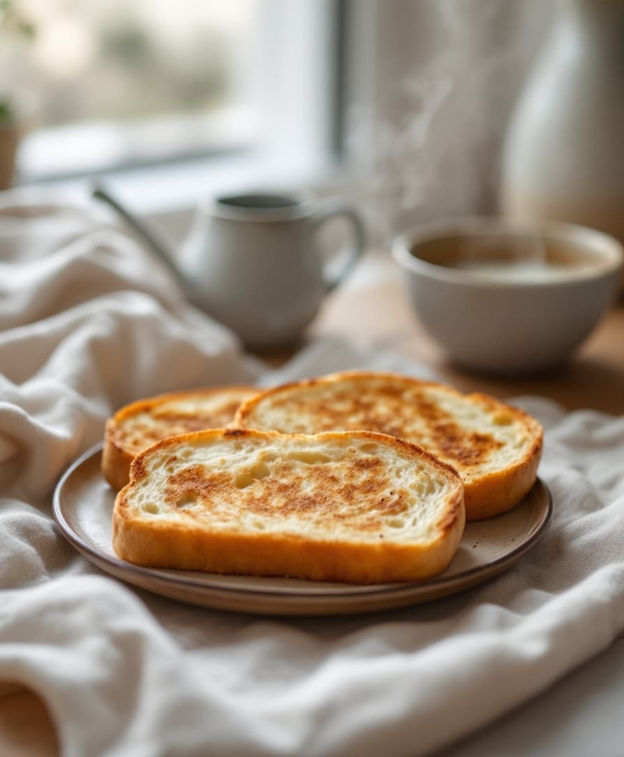 Steg 2: Rosta surdegsbrödet gyllene i brödrost eller torr panna.
